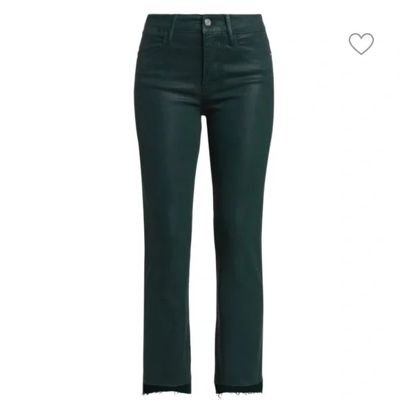 FRAME Le High Straight leg jeans | Raw Stagger Coated Jeans -green pine - Picture 14 of 14
